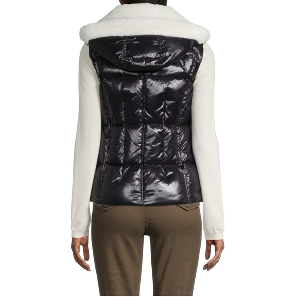 S13 Annie Faux Shearling Trim Puffer Vest Black Size Small - Picture 2 of 10